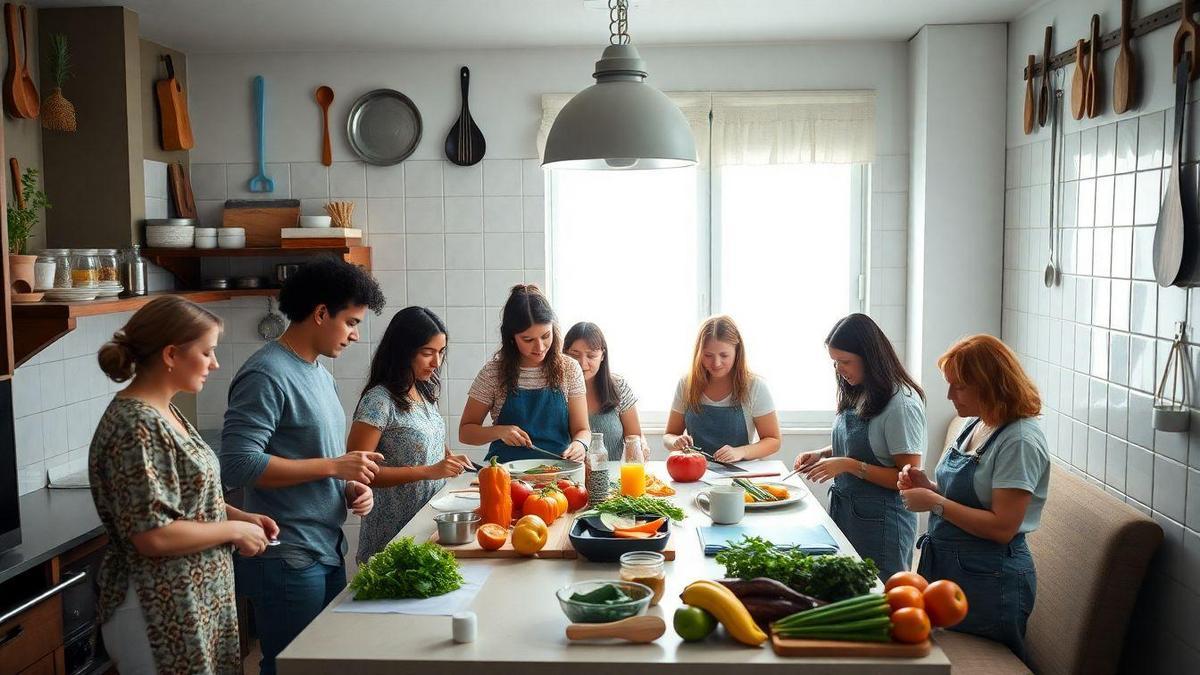 Aulas de cozinha em grupo: aprendendo e se divertindo